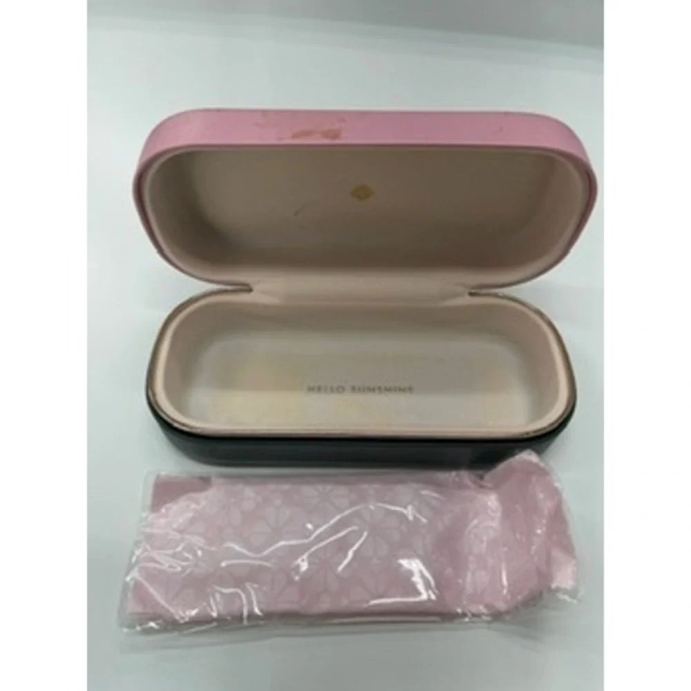 Kate Spade New York Pink and Green Hard Clamshell Eyeglass Case with Cloth